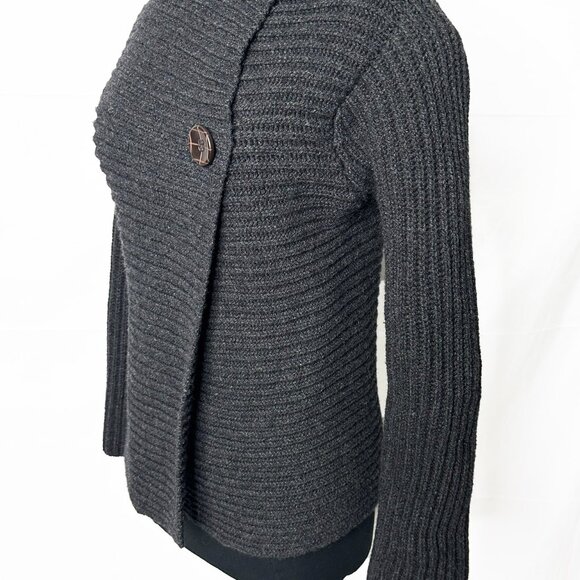 Fisherman Out of Ireland Knit Craft Ribbed Charcoal Button Sweater Jacket Sm. - Picture 6 of 16